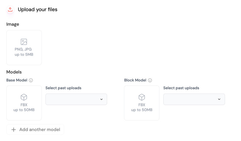 Kaedim’in resmî Create Page dokümanında görsel ve model giriş alanları.